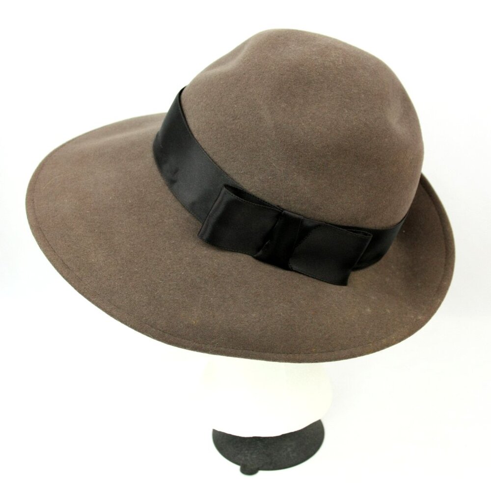 Vintage Adolfo Saks Bollman Excello Felted Wool Wide Brim Ladies Hat 1970s